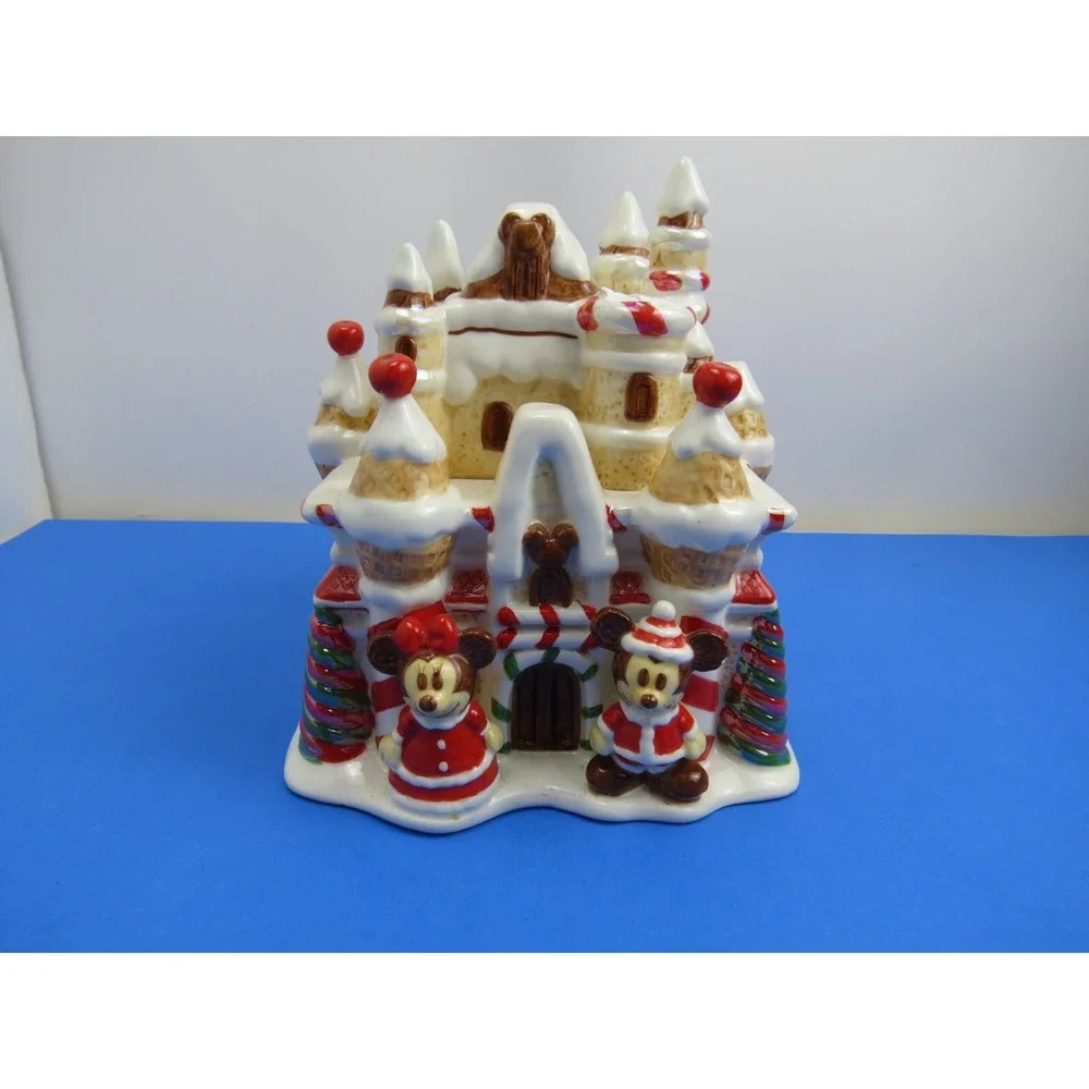 Disney Mickey and Minnie Christmas Gingerbread Castle Ceramic Cookie Jar